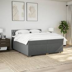 vidaXL Med Madras 200x200 cm Stof Mørkegrå Kontinentalseng
