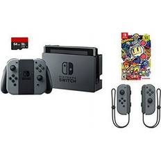 Game Consoles Nintendo Sunrise Mall, Swtich 4 items Bundle: Switch 32GB Console Gray Joy-con 64GB Micro SD Memory Card and an Extra Pair of Joy-Con (L/R) Wireless Controllers Gray Super Bomberman R