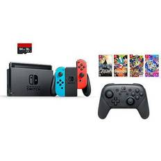 Game Consoles Nintendo Sunrise Mall, Swtich 7 items Bundle: Switch 32GB Console Red and Blue 64GB Sd Card Switch Pro Wireless Controller 4 Game Disc1-2-Switch Just Dance2017 The Legend of Zelda Super Bomberman R