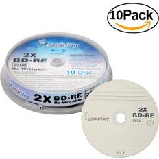 Optical Storage Smartbuy Yabow Inc, 100 Pack 2x 25GB Blue Blu-ray BD-RE Rewritable Branded Logo Blank Bluray Disc