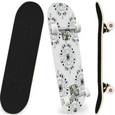 Bluenee Lucky Art, Skateboards for Beginners Repeating is included as seamless Very to edit 7 Layer Maple Wood Double Kick Concave Skate Boards 31 x 8 for Youths Girls Boys Kids Teens Adults