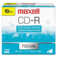 Optical Storage Maxell CD-R Discs, 700MB/80min, 48x, w/Slim Jewel Cases, Silver