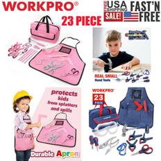 WORKPRO 23pcs Pink Blue Kids Safe Tool Kit