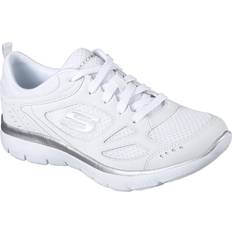 Sneakers Skechers Sko Summits-Suited Læder Stof Fast Blonder Sport - Hvid