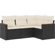 Beige - Konstrotting Loungeset Utemöbler vidaXL Soffgrupp För Trädgård Med Dynor 4 Delar Loungeset