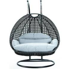 Charcoal Wicker Hanging Egg Swing Chair 78 x 57 x 27 in