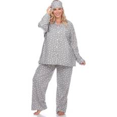 White Mark Plus Size Three-Piece Pajama Set - Grey