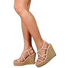 Fashion Thirsty Elen Espadrille Wedge Shoes With Buckle Ankle Strap - White