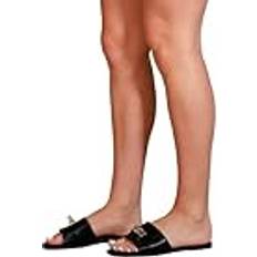Fashion Thirsty Emmeline Single Band Slider Sandals - Black