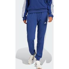 Blåa - Tyg Byxor & Shorts adidas Essentials 3-Stripes French Terry Cuffed Pants - Dark Blue/White