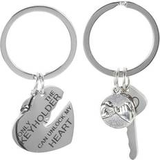 Silver Wallets & Key Holders Veronic Stainless Steel Couple Keychains - Heart