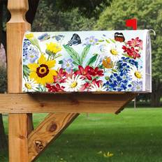 Cheap Letterboxes Temu Vibrant Spring-summer Floral Butterfly Mailbox Cover 21" x 18"