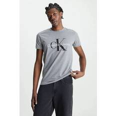 Calvin Klein Blåa Överdelar Calvin Klein Core Monogram Slim T-tröja - Mellangrå Ljung