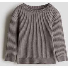 Beige Stickade tröjor H&M Baby Ribbestrikket Genser - Beige
