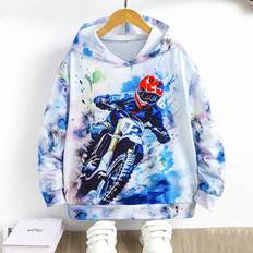 Shein Cool Motorcycle Print Hoodie Sweatshirt - Winter