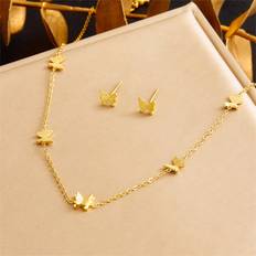 Stainless Steel Jewellery Sets Shein Gold-Plated Stainless Steel Butterfly Earrings - Stainless Steel