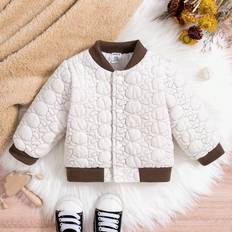 6-9M Jackets Shein Baby Girl Dog Embossed Contrast Trim Coat - Bomber Quilted Coat