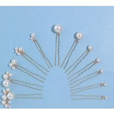 Shein 12 Pcs Women White Faux Pearl Hair Clips