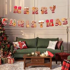 Red Garlands Shein Christmas Theme Party Hanging Banner 1-set