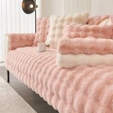 Shein Warm Thick Plush Cushion 1 pc Loose Sofa Cover Pink (70.1x70.1cm)