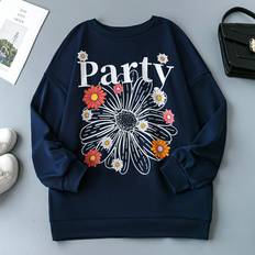 Florals - Women Jumpers Shein Plus Size Floral Letter Print Sweatshirt - Autumn/Winter