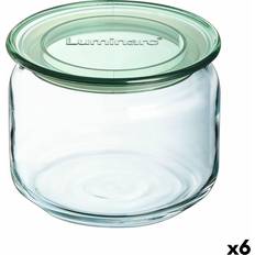 Luminarc Kitchen Containers Luminarc Refurbished Jar Pure Green Glass 500 ml Set of 6 Kitchen Container 0.5L