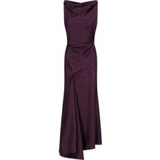 Midi Dresses - Purple Victoria Beckham Asymmetric Draped Midi Dress - Purple