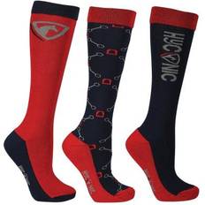 Patterned Socks Pack of 3 - Red/Dark Blue