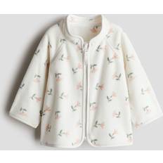 Blommiga Fleecekläder H&M Floral Fleece Jacket - White