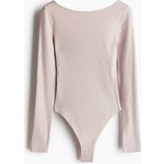 Shapewear & Under Garments H&M Ribbed Scoop-Back Bodysuit - Pink