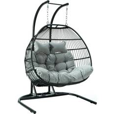 Wicker 2 Person Double Folding Egg Swing Chair