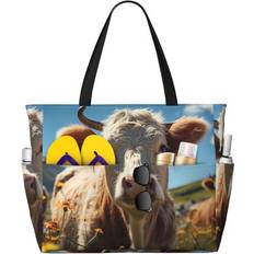 Beach Bags Zccfswm Large Beach Bag - Prairie Flower Cow