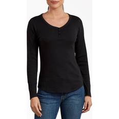 Dickies Women Shirts Dickies Henley Long Sleeve Shirt - Black