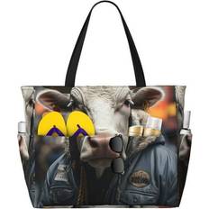 Beach Bags Zccfswm Surrealist Cow Large Beach Bag - Waterproof