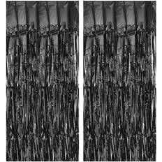 Black Doorway Party Curtains Uxcell Black Foil Curtain Backdrop 3.3ft x 8.2ft 2 Pcs