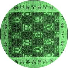 Ahgly Company Indoor Round Oriental Emerald Green Area Rug 7