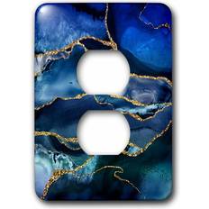 Blue Electrical Outlets 3DRose LLC, Illustration From Classic Blue Marble Agate Texture With Gold Veins 2 plug outlet cover lsp-338742-6