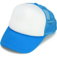 Youth Trucker Hat Mesh Adjustable Cap - Neon Blue White