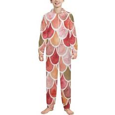 Flannel Jumpsuits & Overalls SKYSONIC Hooded Zipper Home Jumpsuit - Watercolor Geometric Pattern