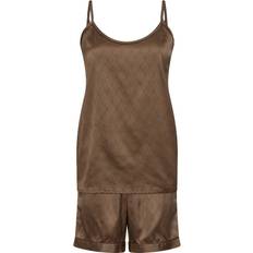 Satin Shorts Set - Brown