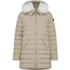 Peuterey Quiltet Dunjakke Med Rævepelskrave - Beige
