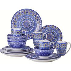 Temu Boho Blue Tableware of 16 Dinner Set 16pcs