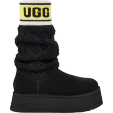 Knit Fabric - Women High Boots UGG Classic Sweater Letter Boot - Black