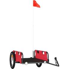 Carts Bicycle Carts & Tandem Bike Trailers vidaXL Bike Trailer Red Oxford Fabric Iron