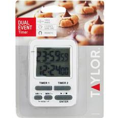 White Kitchen Timers Dual Event Digital with Clock Kitchen Timer