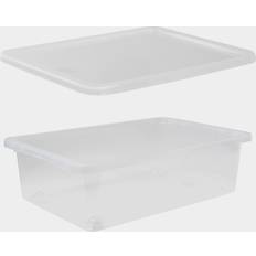 Transparent Förvaringslådor Nordiska Plast Med Lock Och Hjul 585 x 385 x 178 mm Förvaringslåda