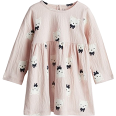 H&M Crinkled Jersey Dress - Light Pink/Cats