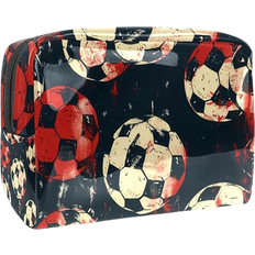 Waterproof - Women Toiletry Bags & Cosmetic Bags VAPOKF Footballs on Grunge Background Cosmetic Bag - Multicolour