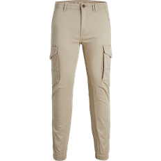 Low Waist - Men Trousers Jack & Jones Paul Flake Slim Fit Cargo Pants - Beige/Crockery