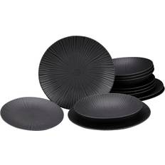 Creatable Vesuvio Black Plate Sets 12pcs